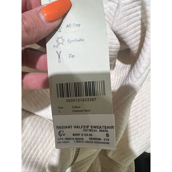 Sweaty Betty NWT Radiant Half Zip Sweatshirt Oatmeal Marl Oversized Small - Picture 8 of 8